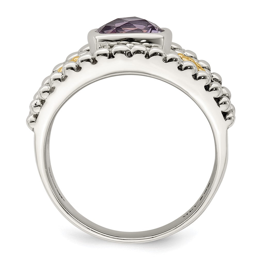 Sterling Silver w/14k Accent Antiqued Cushion Gemstone Rings