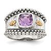 Sterling Silver w/14k Accent Antiqued Cushion Gemstone Rings
