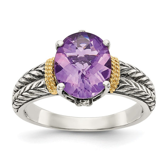Sterling Silver with 14k Gemstone Ring