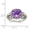 Sterling Silver Antiqued w/14k Gemstone Rings