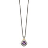Shey Couture Sterling Silver with 14K Accent 18 Inch Antiqued Cushion Amethyst Necklace