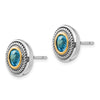 Shey Couture Sterling Silver with 14K Accent Antiqued Round Blue Topaz Post Earrings
