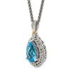 Sterling Silver w/14k Teardrop Gemstone Necklace