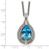 Sterling Silver w/14k Teardrop Gemstone Necklace
