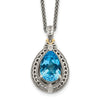 Sterling Silver w/14k Teardrop Gemstone Necklace