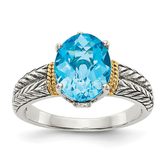 Sterling Silver with 14k Gemstone Ring