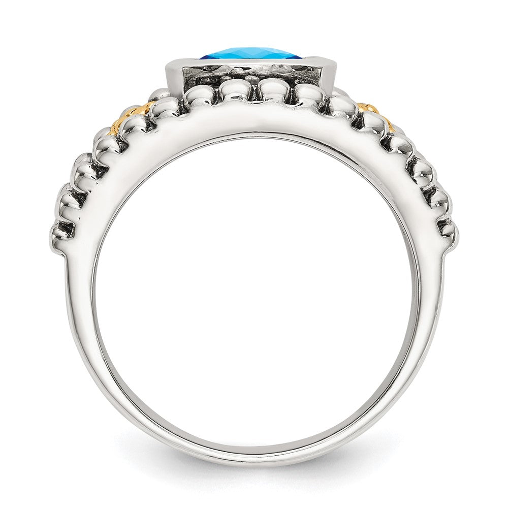 Sterling Silver w/14k Accent Antiqued Cushion Gemstone Rings
