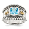 Sterling Silver w/14k Accent Antiqued Cushion Gemstone Rings