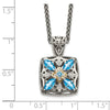 Sterling Silver w/14k Floral Gemstone Necklace
