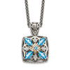 Sterling Silver w/14k Floral Gemstone Necklace