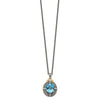 Shey Couture Sterling Silver with 14K Accent 18 Inch Antiqued Diamond and Oval Blue Topaz Necklace