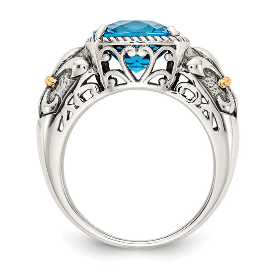 Sterling Silver Antiqued w/14k Gemstone Rings