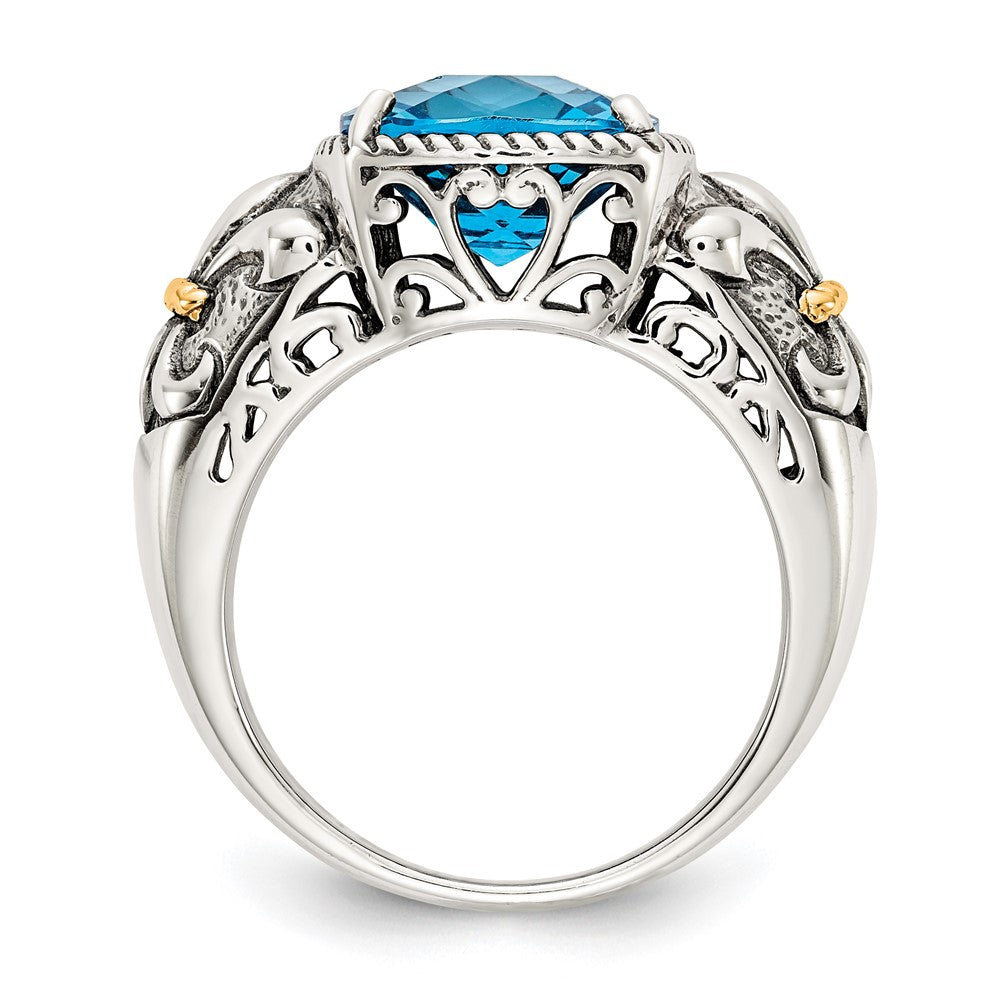 Sterling Silver Antiqued w/14k Gemstone Rings