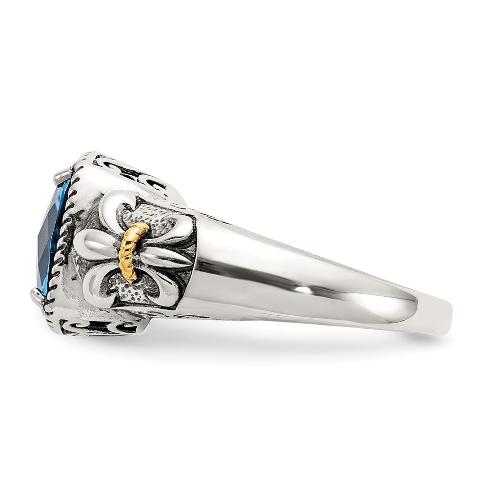 Sterling Silver Antiqued w/14k Gemstone Rings