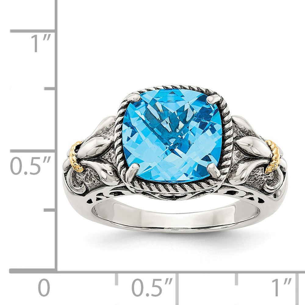 Sterling Silver Antiqued w/14k Gemstone Rings