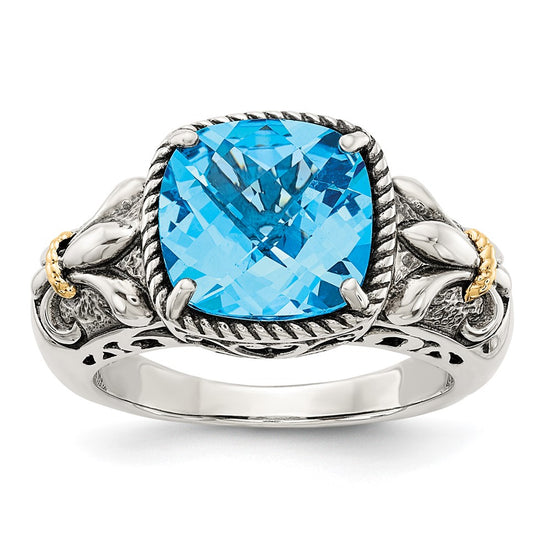 Sterling Silver Antiqued w/14k Gemstone Rings