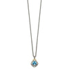 Shey Couture Sterling Silver with 14K Accent 18 Inch Antiqued Diamond and Cushion Blue Topaz Necklace