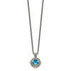 Shey Couture Sterling Silver with 14K Accent 18 Inch Antiqued Cushion Blue Topaz Necklace