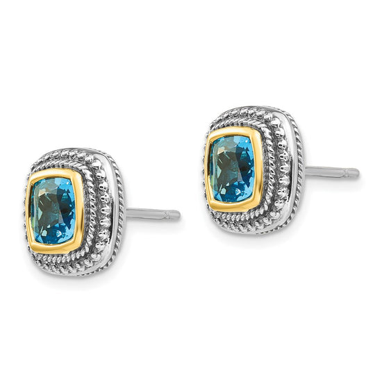 Sterling Silver with 14K Accent Gemstone Earrings