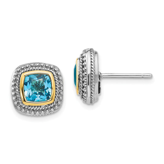 Sterling Silver with 14K Accent Gemstone Earrings