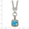 Shey Couture Sterling Silver with 14K Accent 17 Inch Antiqued Sky Blue Topaz and Diamond Necklace with 1 Inch Extender