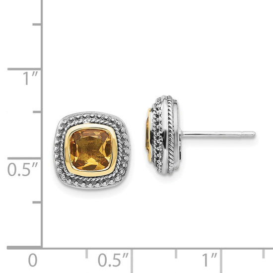 Sterling Silver with 14K Accent Gemstone Earrings