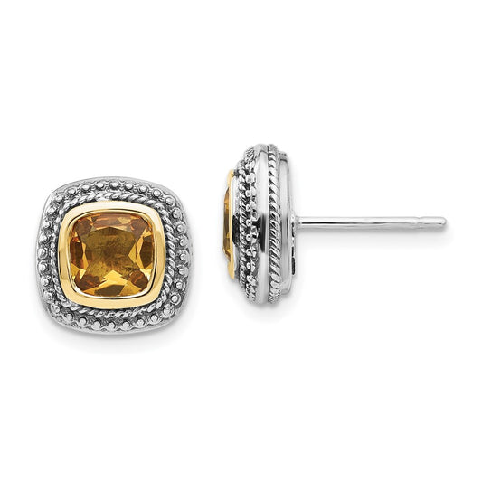 Sterling Silver with 14K Accent Gemstone Earrings