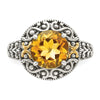 Shey Couture Sterling Silver with 14K Accent Antiqued Round Citrine Ring