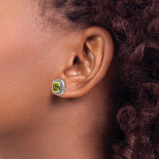 Sterling Silver with 14K Accent Gemstone Earrings