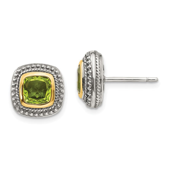 Sterling Silver with 14K Accent Gemstone Earrings