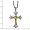 Shey Couture Sterling Silver with 14K Accent 18 Inch Antiqued Diamond and Cushion Bezel Peridot Necklace