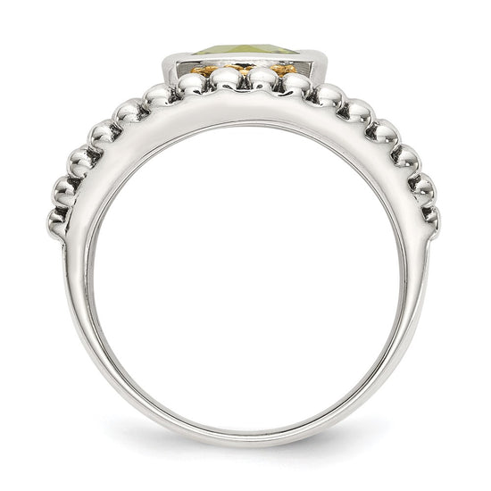 Sterling Silver w/14k Accent Antiqued Cushion Gemstone Rings