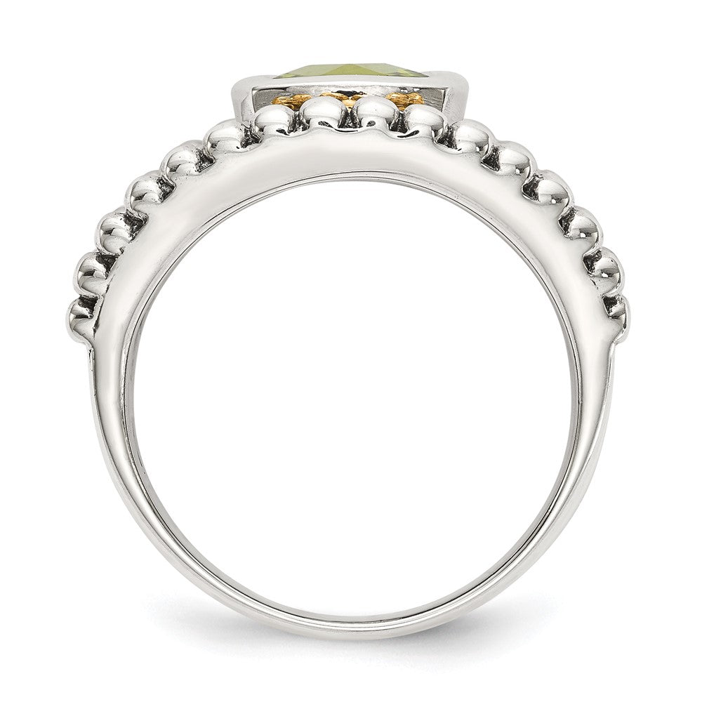 Sterling Silver w/14k Accent Antiqued Cushion Gemstone Rings