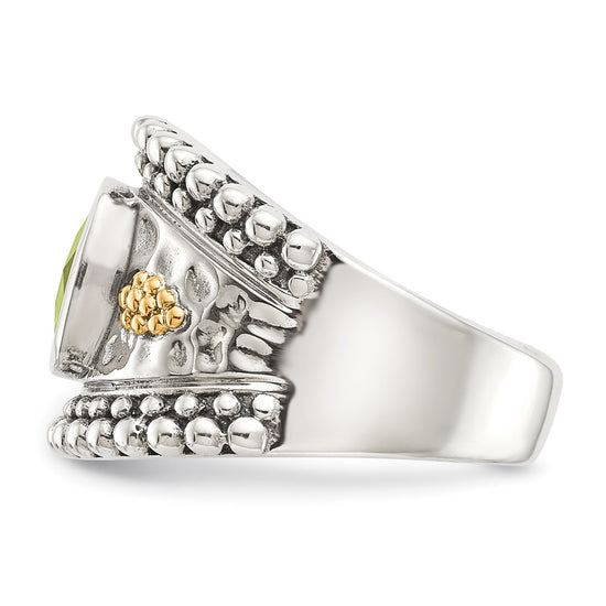 Sterling Silver w/14k Accent Antiqued Cushion Gemstone Rings