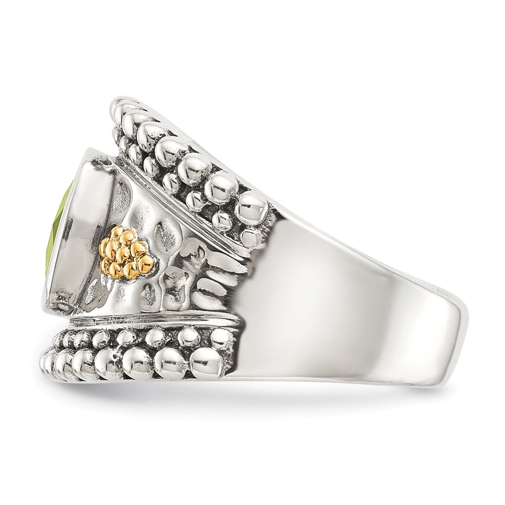 Sterling Silver w/14k Accent Antiqued Cushion Gemstone Rings