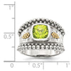 Shey Couture Sterling Silver with 14K Accent Antiqued Cushion Bezel Peridot Ring