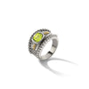 Shey Couture Sterling Silver with 14K Accent Antiqued Cushion Bezel Peridot Ring