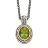 Shey Couture Sterling Silver with 14K Accent 18 Inch Antiqued Oval Bezel Peridot Necklace