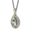 Sterling Silver w/14k Teardrop Gemstone Necklace