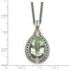 Sterling Silver w/14k Teardrop Gemstone Necklace