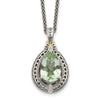 Sterling Silver w/14k Teardrop Gemstone Necklace