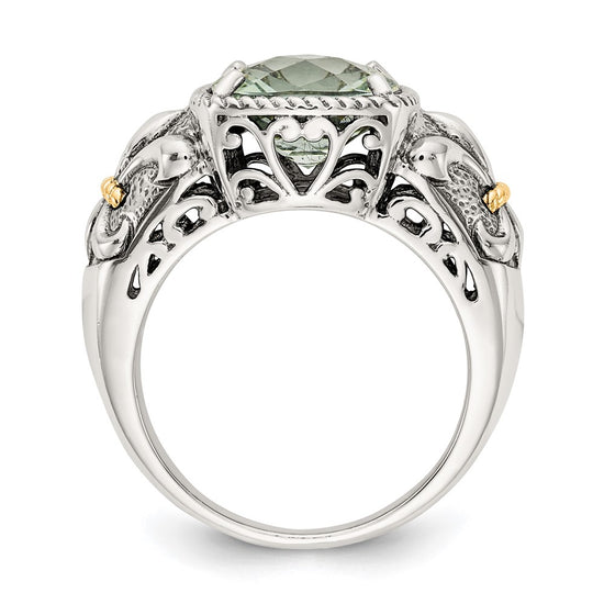 Sterling Silver Antiqued w/14k Gemstone Rings