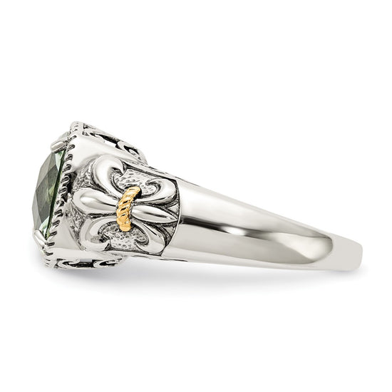 Sterling Silver Antiqued w/14k Gemstone Rings