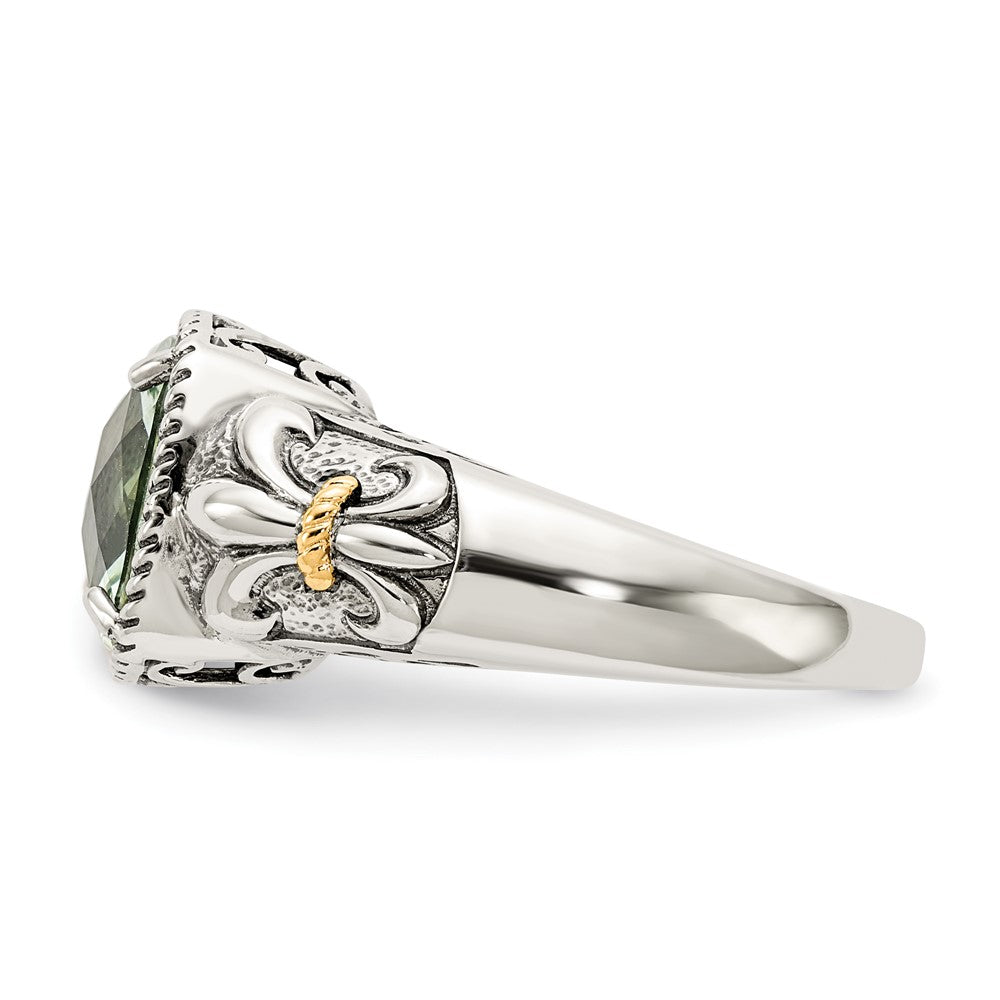 Sterling Silver Antiqued w/14k Gemstone Rings