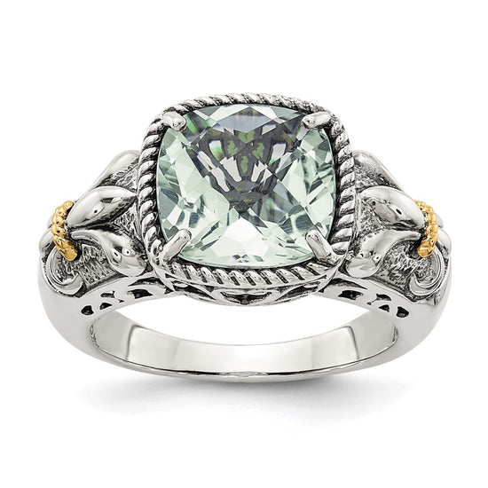 Sterling Silver Antiqued w/14k Gemstone Rings