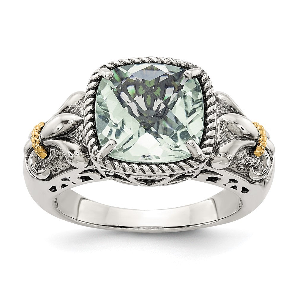 Sterling Silver Antiqued w/14k Gemstone Rings