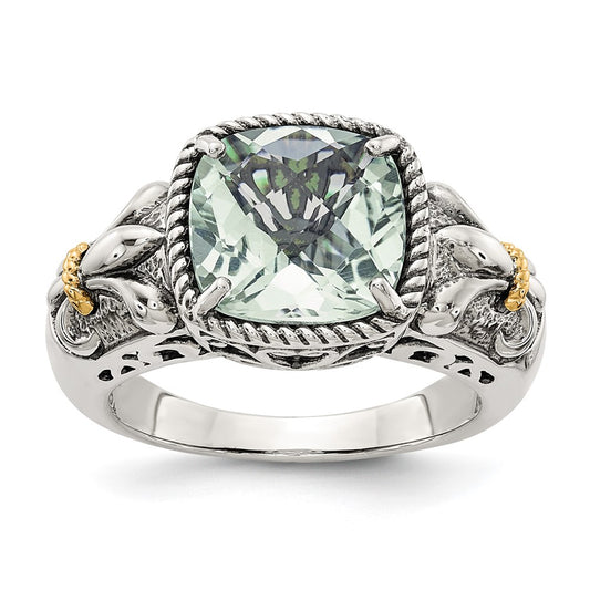 Sterling Silver Antiqued w/14k Gemstone Rings
