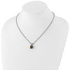 Shey Couture Sterling Silver with 14K Accent 18 Inch Antiqued Cushion Checkerboard Smoky Quartz Necklace