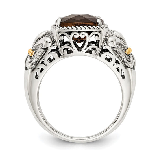 Sterling Silver Antiqued w/14k Gemstone Rings