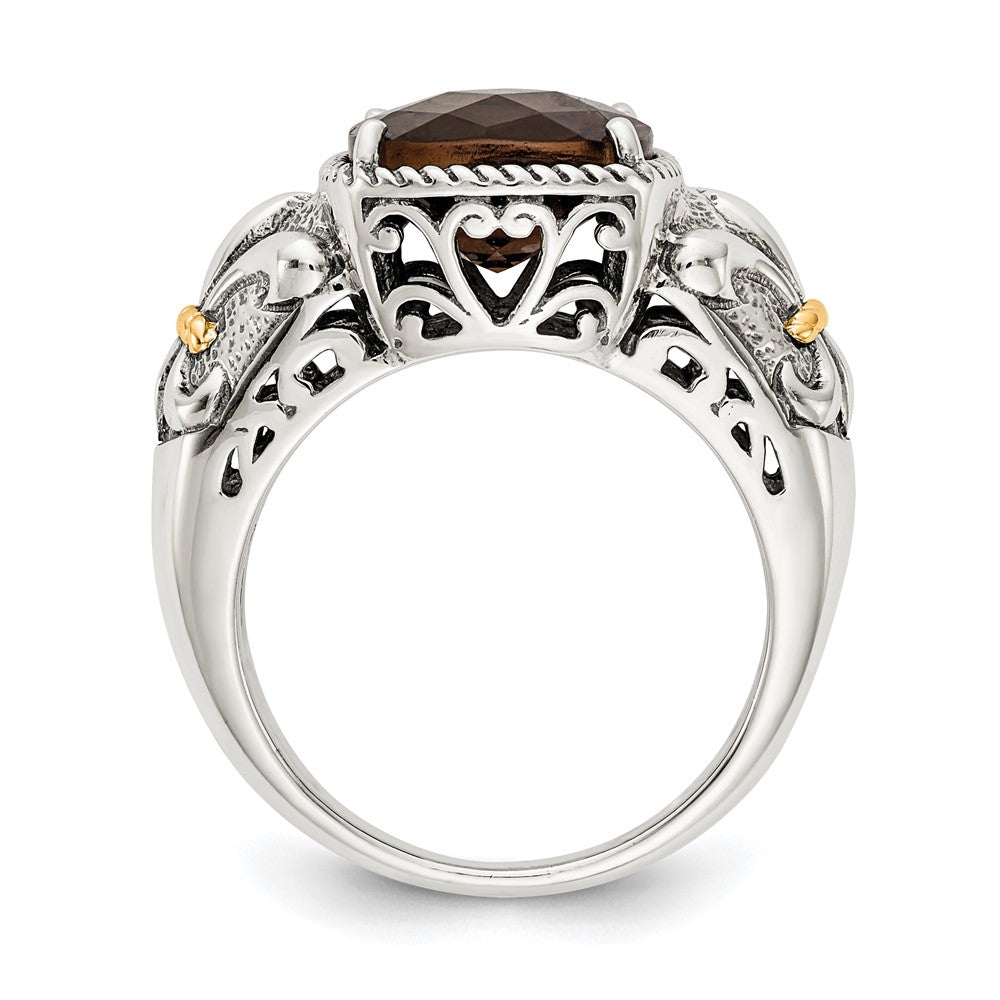 Sterling Silver Antiqued w/14k Gemstone Rings